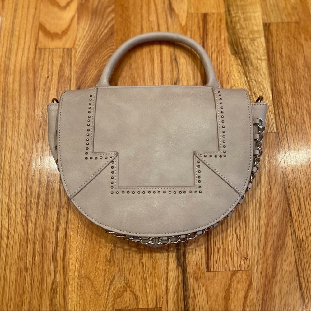 Danielle Nicole beige studded chain half circle handbag GUC
